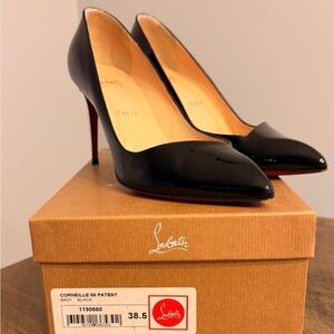 Christian Louboutin Corneille 85 Patent Black Heels
